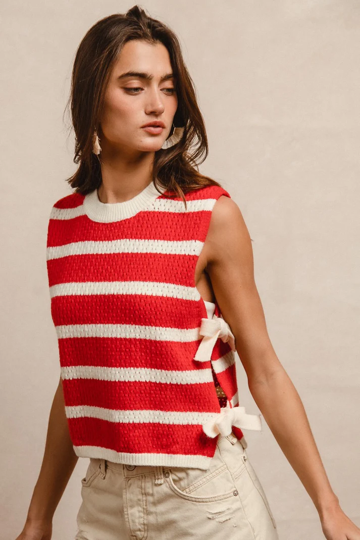 Striped Side Tied Vest